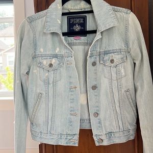 PINK Distressed Jean Jacket Medium